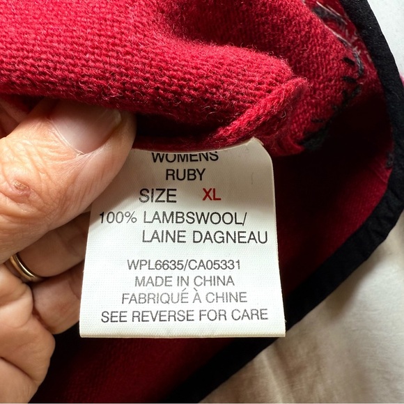 Woolrich Sweater Vest Women's XL Ruby Red Lambswool Full Zip Holiday Winter Felt - Picture 7 of 8